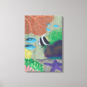 Kleurrijke Tropische Vissen Schildering Ingepakt C Canvas Afdruk