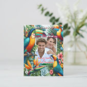 Kleurrijke tropische vogels en levendige weelderig aankondiging (Staand voorkant)