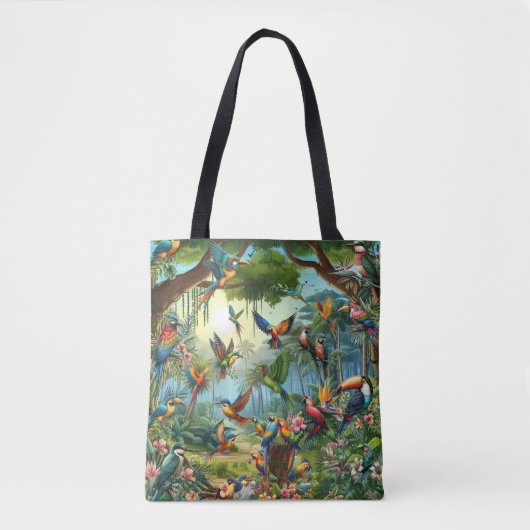 Kleurrijke tropische vogels tussen levendige, weel draagtas (Voorkant)