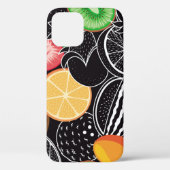 Kleurrijke tropische vruchten, zwarte achtergrond. Case-Mate iPhone case (Achterkant)