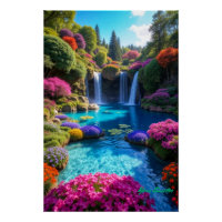 Kleurrijke Tropische Waterval Droomlandschap Kunst