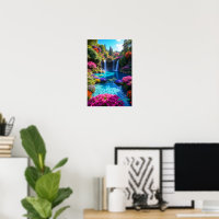 Kleurrijke Tropische Waterval Droomlandschap Kunst