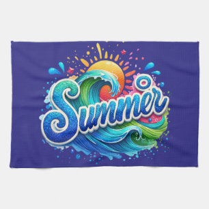 Kleurrijke Tropische Zomer Keukenhanddoek