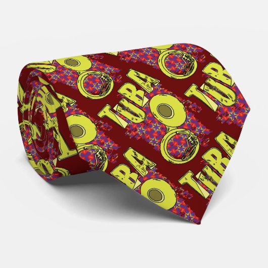 Kleurrijke Tuba tekst en patroon Stropdas (Opgerold)
