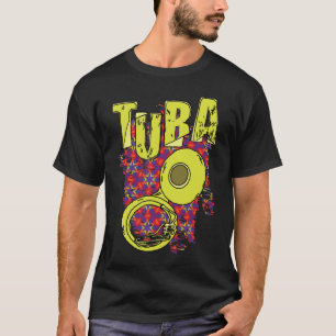 Kleurrijke Tuba tekst en patroon T-shirt
