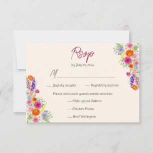 Kleurrijke Tuin Bloeiende Bloemen Huwelijksmaal Ke RSVP Kaartje