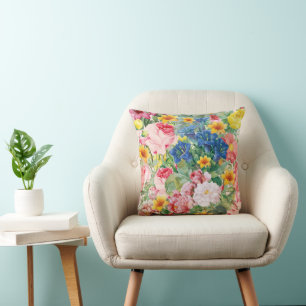 Kleurrijke Tuin Bloemen - Boho Bloemenkussen Kussen