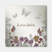 Kleurrijke tuin bloemen vlinders gouden rustiek magneet (Voorkant)