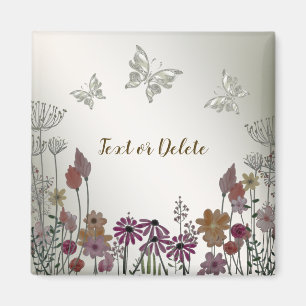 Kleurrijke tuin bloemen vlinders gouden rustiek magneet