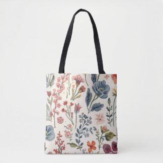 Kleurrijke Tuin Bloemen Wilde Bloem Lente Weiland Draagtas
