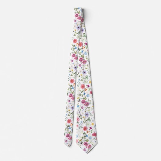 Kleurrijke Tuin Bloemen Wilde Bloem Lente Weiland Stropdas (Achterkant)