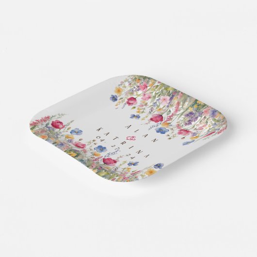 Kleurrijke Tuin Boho Wildflower Papier Bord (Gebogen)