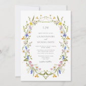 Kleurrijke Tuin Monogram Bruiloft Kaart (Voorkant)