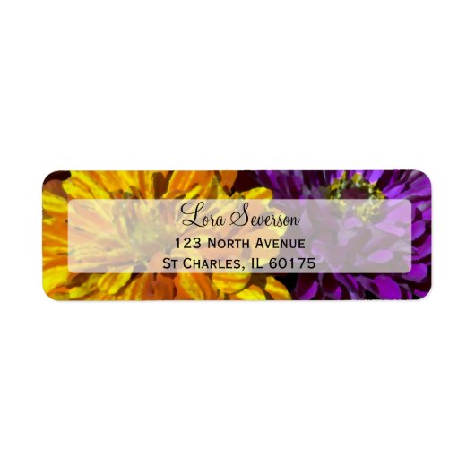 Kleurrijke Tuin Zinnia Bloemen Retouradres Etiket (Voorkant)