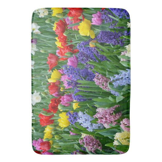 Kleurrijke tuinbloemen badmat (Voorkant Verticaal)