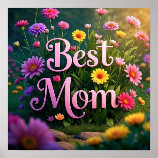 Kleurrijke tuinbloemen voor Moederdag Poster (Voorkant)