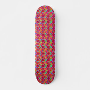 Kleurrijke Tuinquiltschildering met Rode Hortensia Skateboard