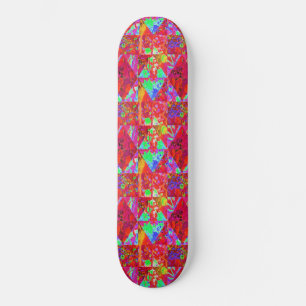 Kleurrijke Tuinquiltschildering met Rode Hortensia Skateboard