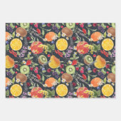 Kleurrijke tuinvruchten en koulage van bont inpakpapier vel (Voorkant)