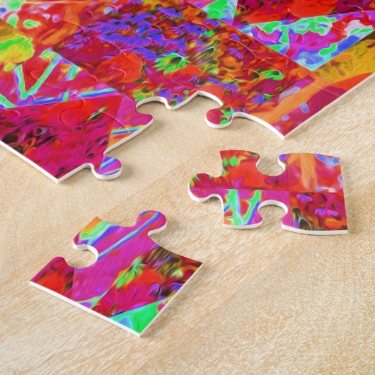 Kleurrijke tuinvulling met rode hydrangea legpuzzel (Zijkant)