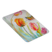 Kleurrijke Tulp en Vlinder Watercolor Groeten Magneet (Rechterzijde)