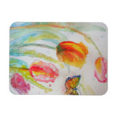 Kleurrijke Tulp en Vlinder Watercolor Groeten Magneet (Horizontaal)