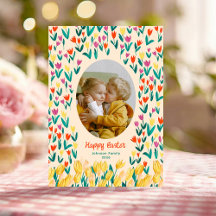 Kleurrijke Tulp Gelukkig Pasen Familie Foto Wenska