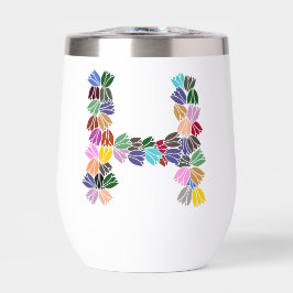 Kleurrijke tulp met opschrift "H"