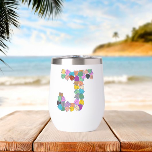 Kleurrijke tulp met opschrift "J" (Strand (Gedraaid)  )