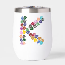 Kleurrijke tulp met opschrift "K"