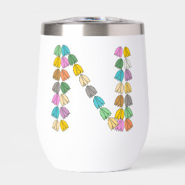 Kleurrijke tulp met opschrift "N"