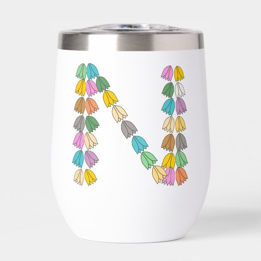 Kleurrijke tulp met opschrift "N" (Voorkant)