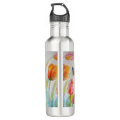 Kleurrijke Tulp Vlinder Waterverf Waterfles (Achterkant)