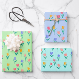 Kleurrijke Tulpen Bloem Ontwerp Inpakpapier Vel