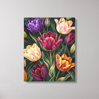 Kleurrijke Tulpen Bloemenschildering Canvas Afdruk