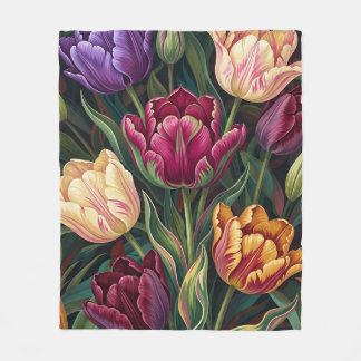 Kleurrijke Tulpen Bloemschildering Fleece Deken