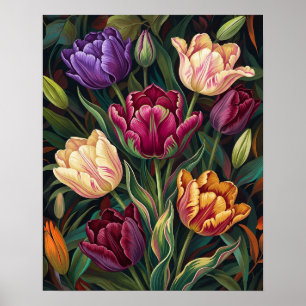 Kleurrijke Tulpen Bloemschildering Poster