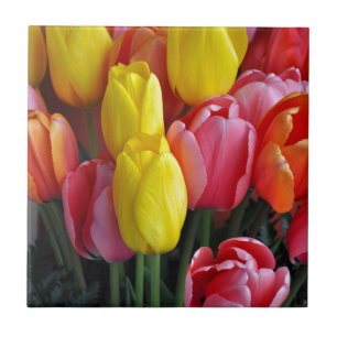 Kleurrijke tulpen bouquet tegeltje