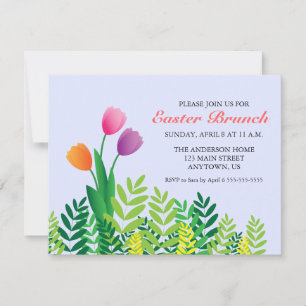 Kleurrijke Tulpen & Groen Paasbrunch Kaart