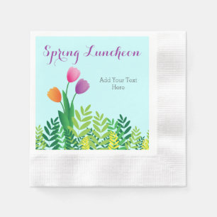 Kleurrijke tulpen, groene vegetatie lente lunch servet