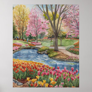 Kleurrijke tulpen in het park poster