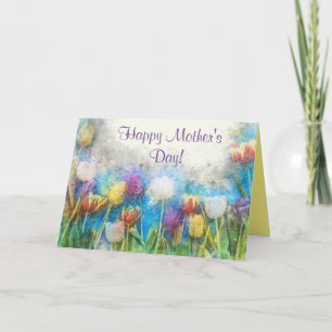 Kleurrijke Tulpen Moederdag Gevouwen Wenskaart Kaart