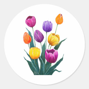Kleurrijke Tulpen Ronde Sticker