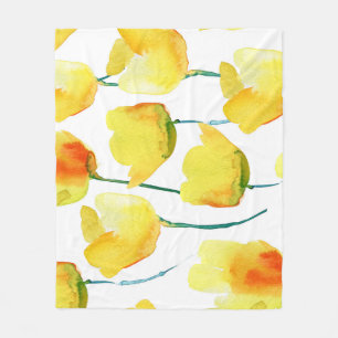 Kleurrijke Tulpen Waterverf: Naadloze Illustratie Fleece Deken
