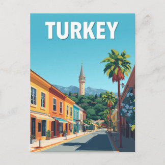 Kleurrijke Turkse Straat Vintage Reis Kunst Briefkaart