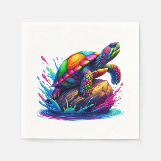 Kleurrijke Turtle Splash Servet (Voorkant)
