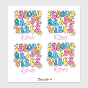 Kleurrijke Tweede Klas Vibes Terug naar School Ret Sticker