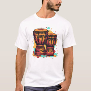 Kleurrijke Twin Djembe Drums T-shirt
