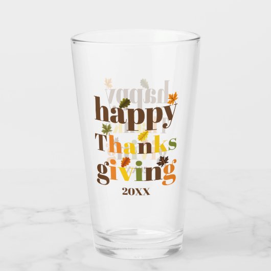 Kleurrijke typografie en bladeren Thanksgiving her Glas (Achterkant)