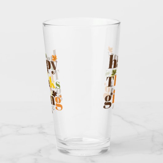 Kleurrijke typografie en bladeren Thanksgiving her Glas (Rechts)